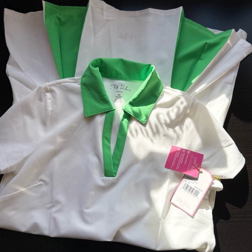 Stella Parker Sport Golf Dress XS White Green Tennis UPF 50 NWT - Picture 9 of 10